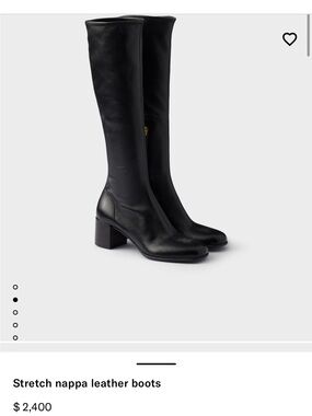 Prada Black Stretch Nappa Leather Knee Boots